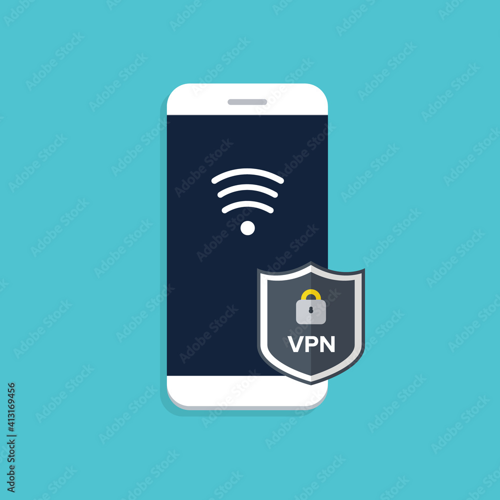Mobile phone VPN, smartphone connecting to a secure and protected Virtual Private Network. Vector illustration. Mobile phone VPN, smartphone connecting to a secure and protected Virtual Private Network. Vector illustration.