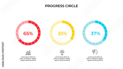 Business data visualization. Progress circle chart. Vector business template for presentation. Creative concept for infographic
