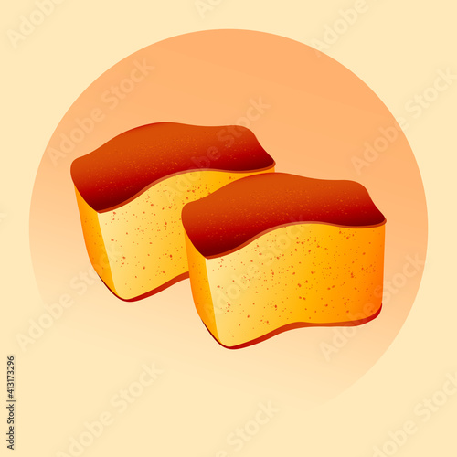Fresh sweet biscuit Castella. Japanese sponge cake with honey.