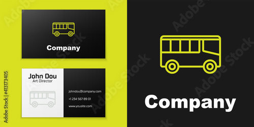 Logotype line Bus icon isolated on black background. Transportation concept. Bus tour transport sign. Tourism or public vehicle symbol. Logo design template element. Vector.