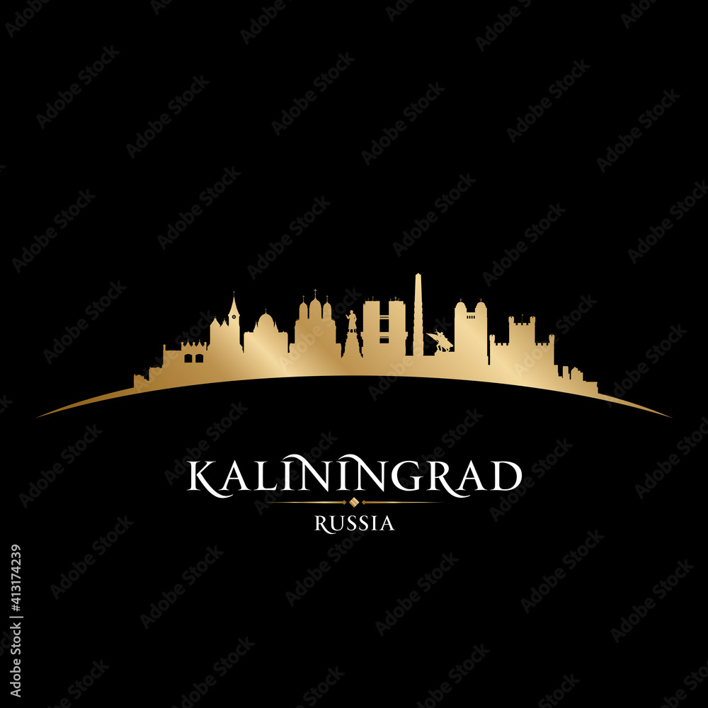Kaliningrad Russia city silhouette black background