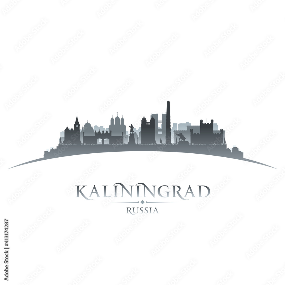 Kaliningrad Russia city silhouette white background