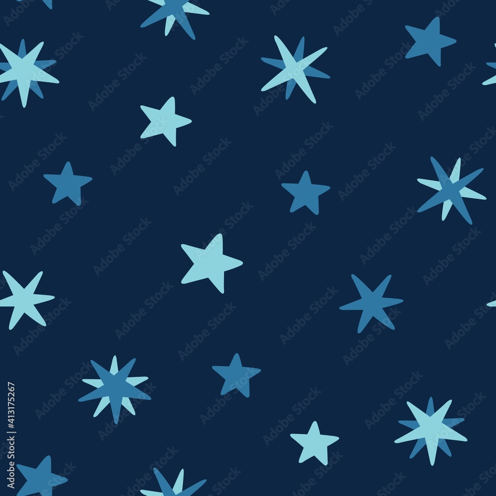 Seamless pattern with stars on dark blue background. Vector illustration. Seamless pattern with stars on dark blue background. Vector illustration.