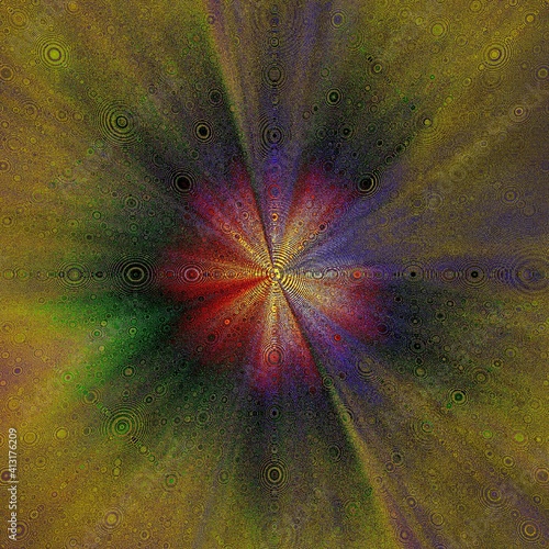 Foto Colorful abstract background from spherical circles converging to the center, imitation of folds