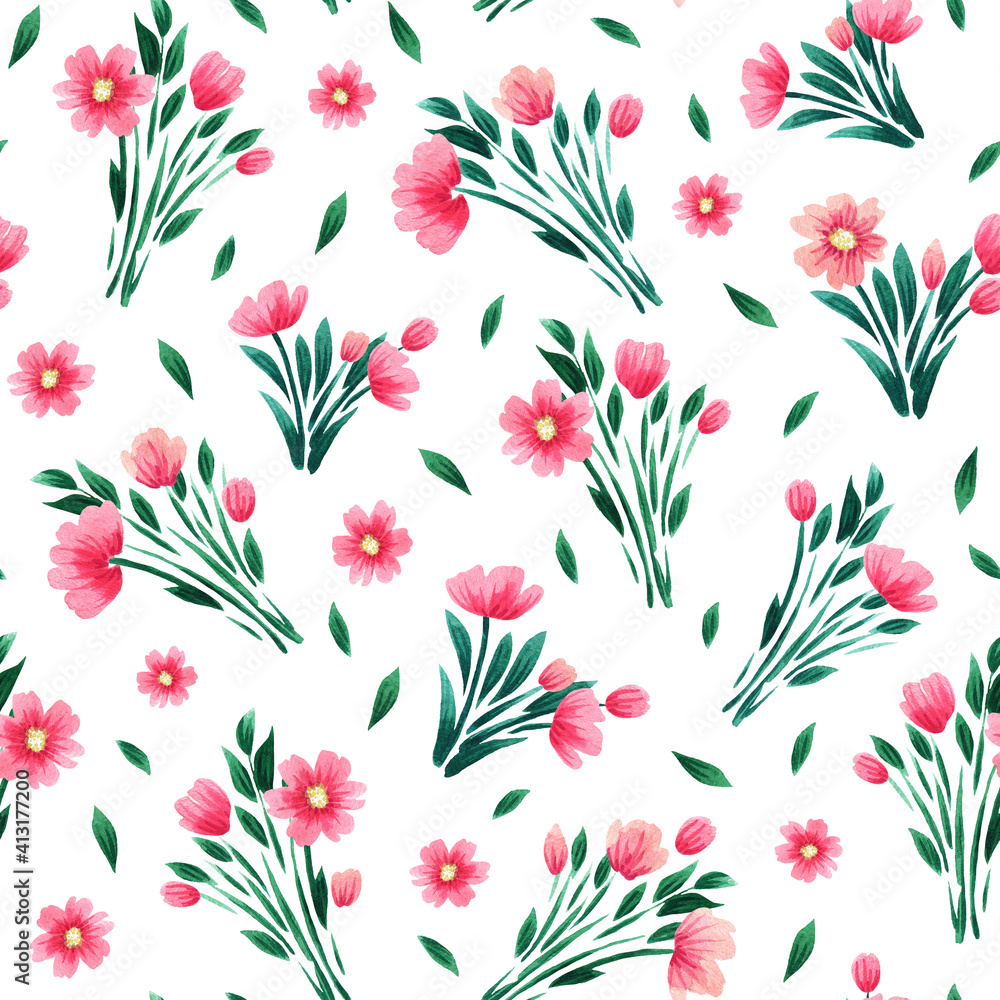 Fototapeta premium Seamless floral pattern. Fabric and packaging design.