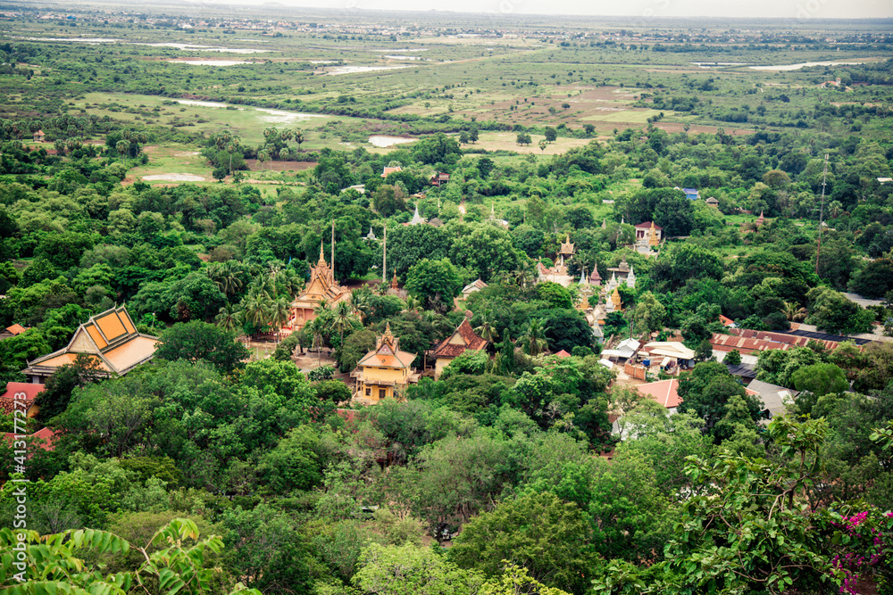 Khmer pagoda at Odong Mountain front Overview