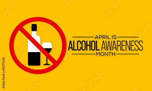 Alcohol awareness month is celebrated annually in April  to educate the public and highlight the dangers of alcohol misuse. vector illustration.