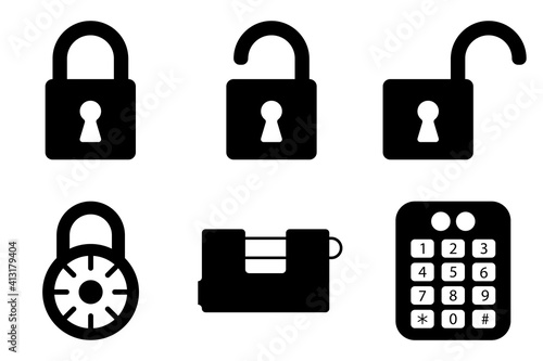 Locks Icons. locking devices, protection against thieves and robbers isolated on white background