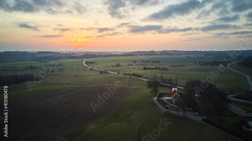landscape of the country side with sunset