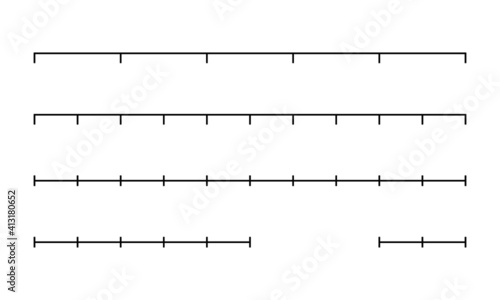 Black scale bars vector set. Map symbol.