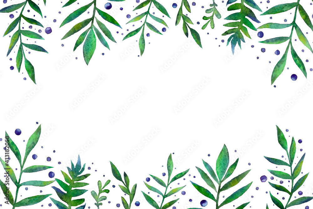 Fototapeta premium watercolor illustration pattern leaf isolated plant nature frame summer spring tulip similar