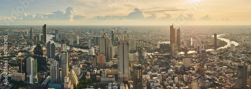 Photography Cityscape of Bangkok Thailand Panorama view Skyscraper