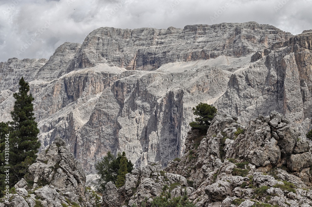 Mountain group of the Sella in South Tyrol, Italy