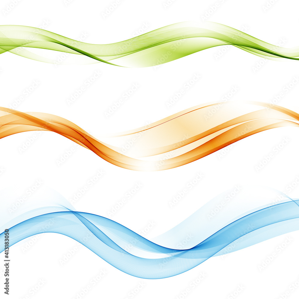 Set abstract wave Transparent wave Border abstract