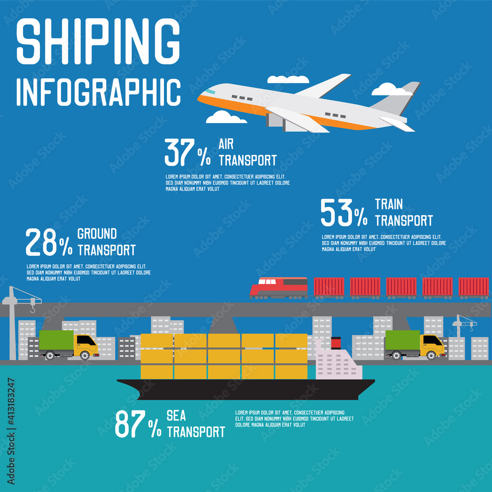 shipping info graphic for business. vector illustration