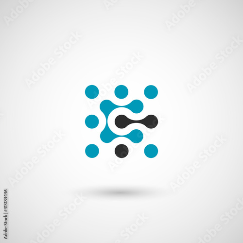 Abstract molecular network sign for concept design. Vector illustration template. Social media sign icon. Internet technology. Social media web element. Abstract vector background