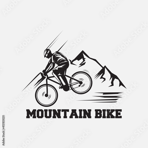 Retro simple mountain bike badge logo design