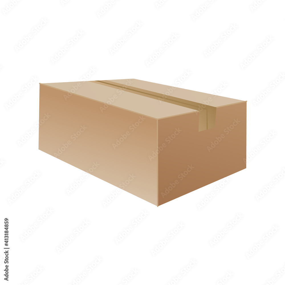 Box. Cardboard box mockup. Mail container. Brown recycling cardboard