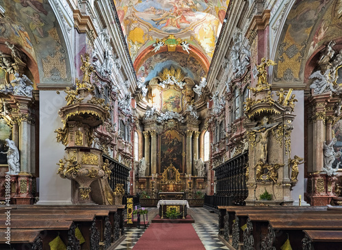 Brno  Czech Republic. Choir and altar of Church of the Assumption of the Virgin Mary  also known as Jesuit Church. The church was built in 1598-1602 and modified in the 17th and 18th centuries.