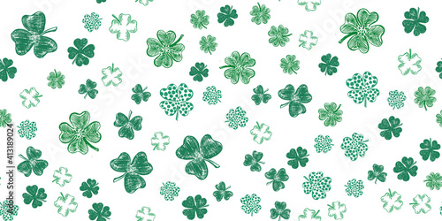 Collection of Clover  Patrick s day. Hand-drawn style. Vector illustration.  