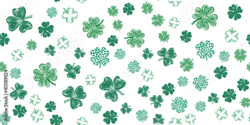 Collection of Clover, Patrick's day. Hand-drawn style. Vector illustration.	

