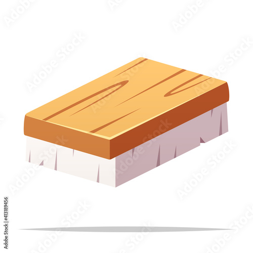 Wooden cleaning brush vector isolated illustration