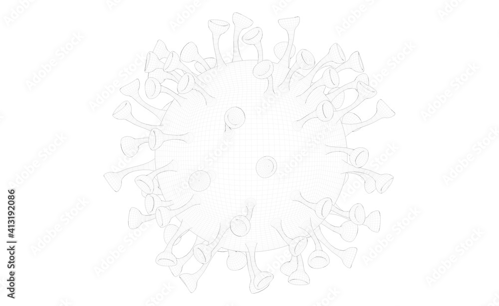 3d mesh render of virus, coronavirus and covid-19 3d mesh render of virus, coronavirus and covid-19