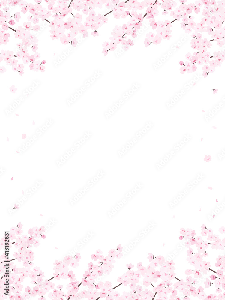満開の桜 フレーム 背景素材 縦向き Do Salonu Plakaty