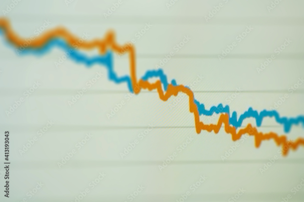 Foto de Two lines chart at comparision concept. Data analysis graph ...