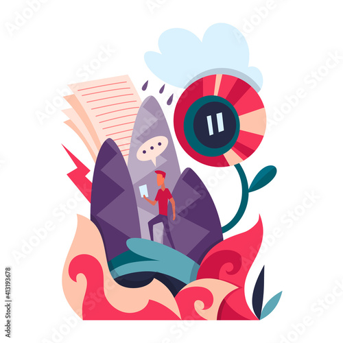 Video blogging. Studio blog recording on chroma key background. Vlog. Video recording. Workplace of blogger or video editor. Live streaming concept