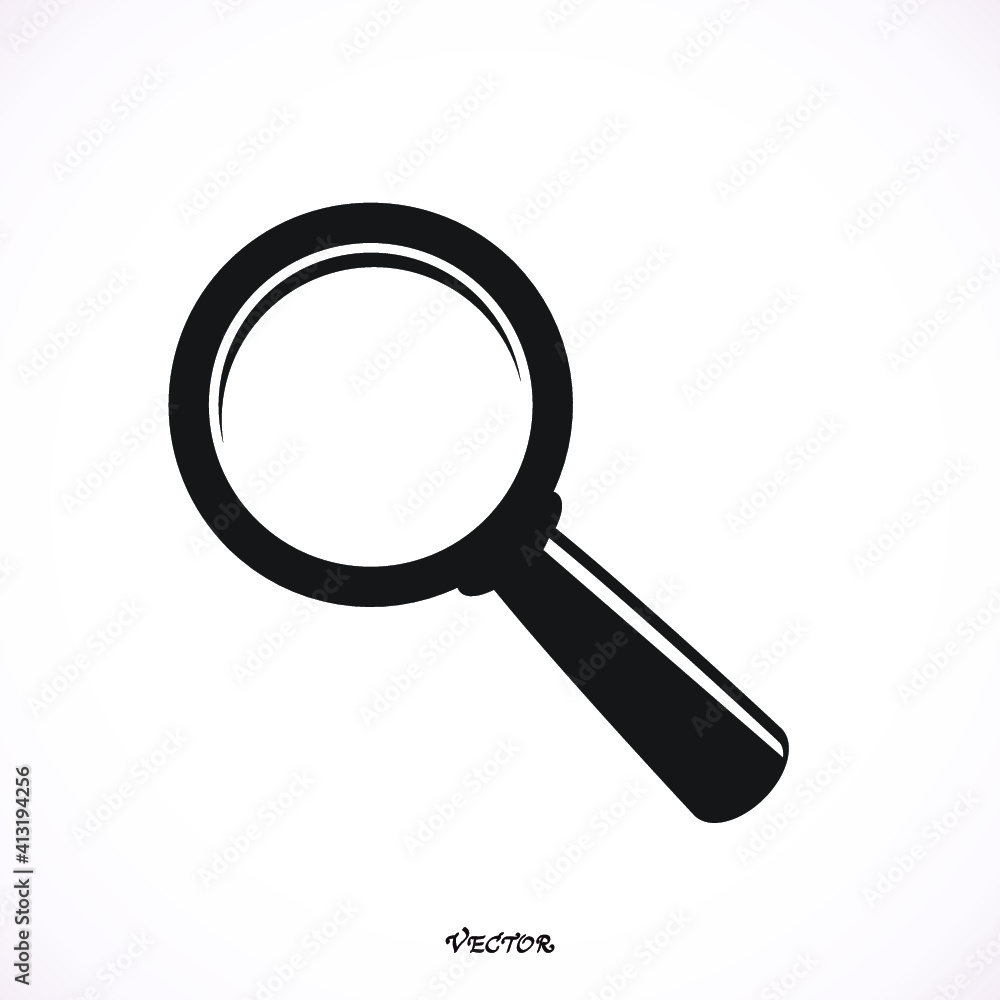 magnifying glass and eye vector icon. Isolated on White Background magnifying glass and eye vector icon. Isolated on White Background