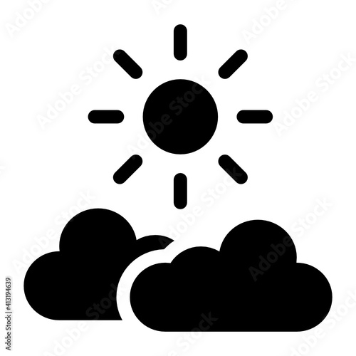 
Sun with clouds denoting glyph icon of partly cloudy 
