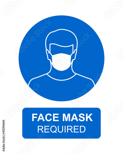 Face mask required sign in blue