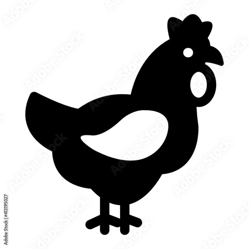 
Hen glyph style icon, editable vector 
