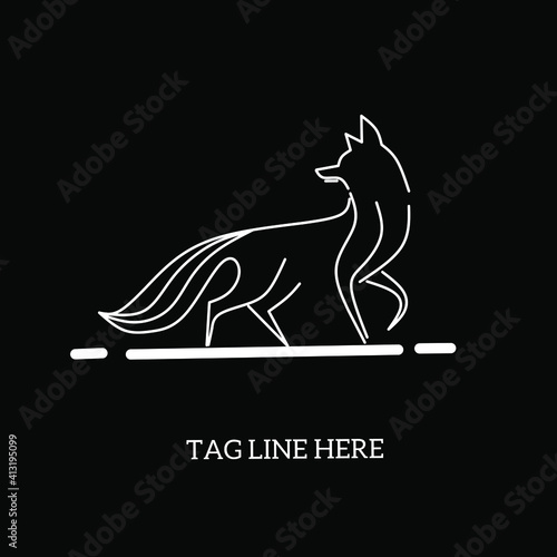 wolf logo illustration with line style. can be used for brand identity.