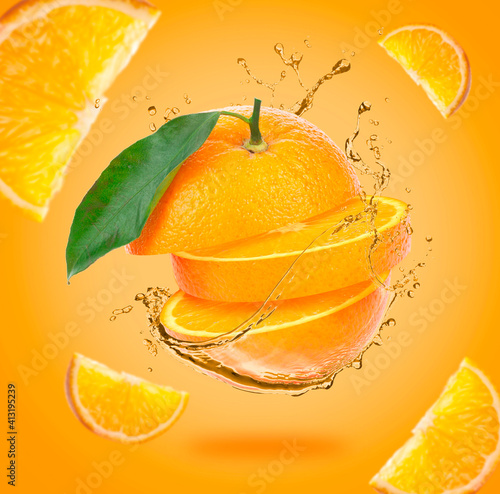 Bild auf Leinwand slised orange