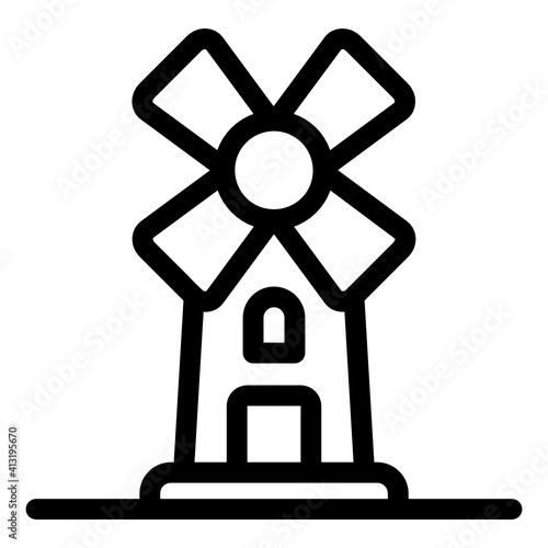 
Domestic windmill in solid style editable vector, aerogenerator
