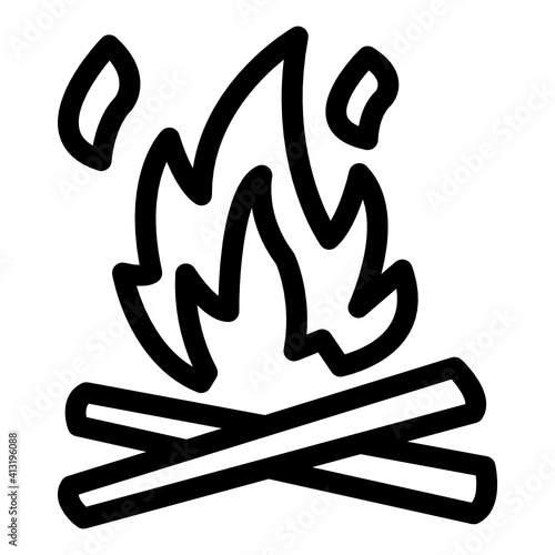 
Wood with flame denoting glyph icon of bonfire 

