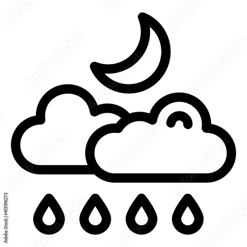 
Clouds with water denoting glyph style icon of rainy night 
