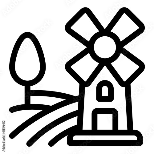 
Windmill in solid style editable vector, aerogenerator
