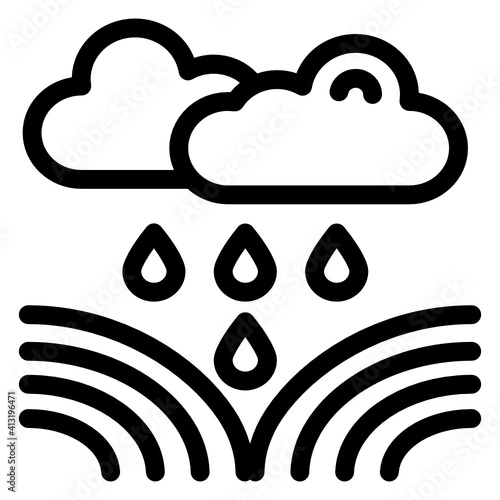 
Cloud raining glyph editable icon, showery weather 
