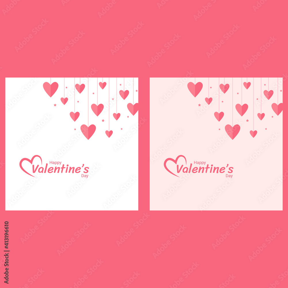 Background design for valentine's day with hanging love decorations. The pink pastel background. Sainte Valentine, mother's day, birthday greeting cards, invitation, celebration concept.