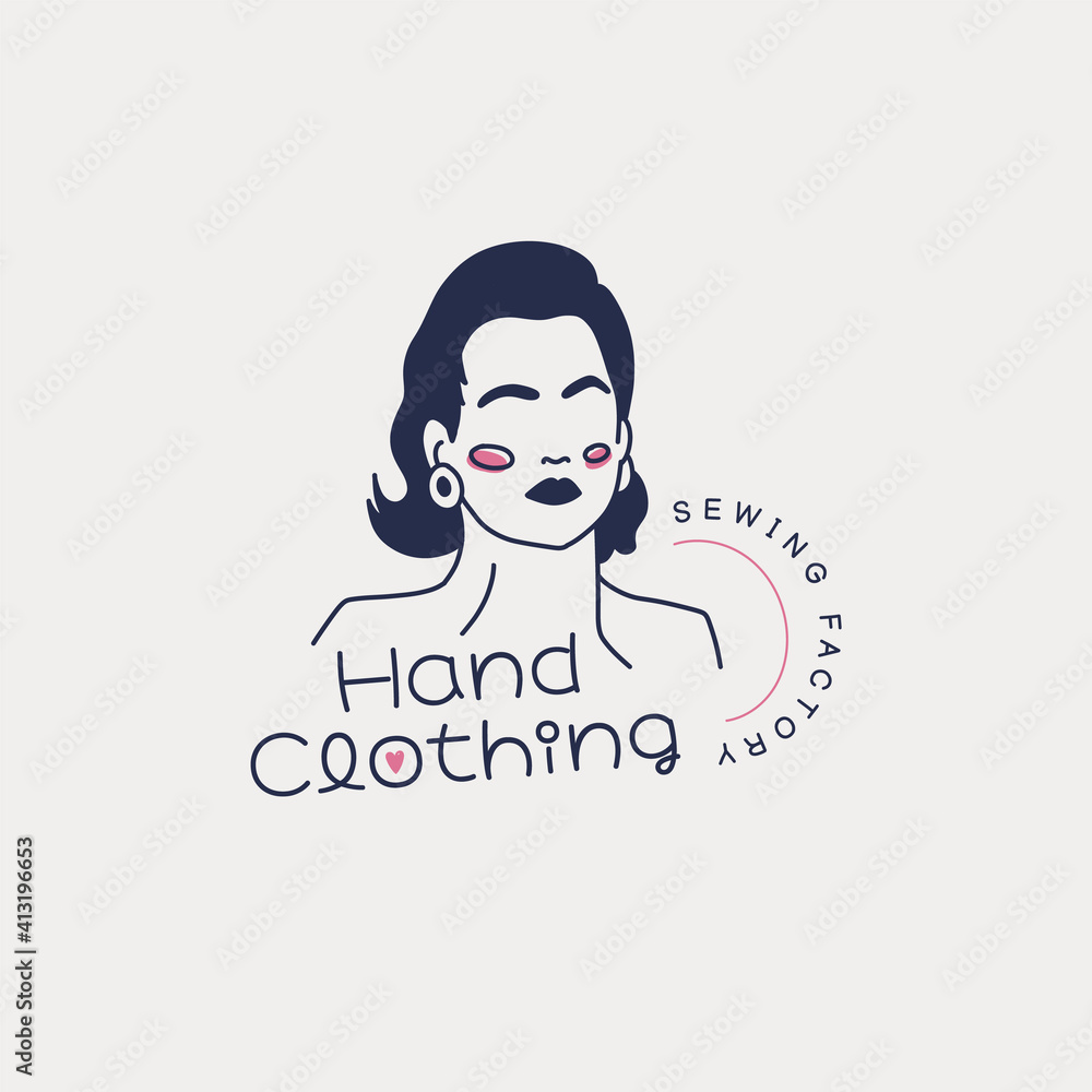 Hand drawn fashion woman logo template
