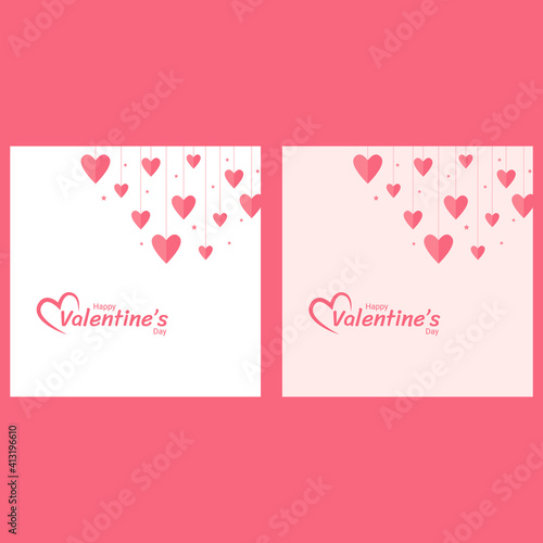 Background design for valentine's day with hanging love decorations. The pink pastel background. Sainte Valentine, mother's day, birthday greeting cards, invitation, celebration concept. © aldrin