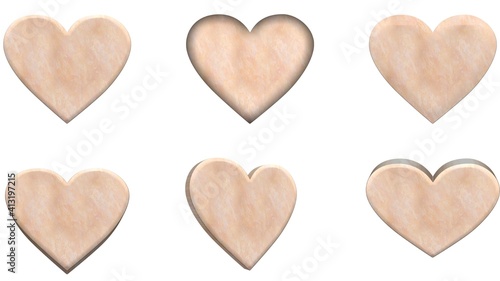 heart shaped cutters on white hart six pattern type red stone.