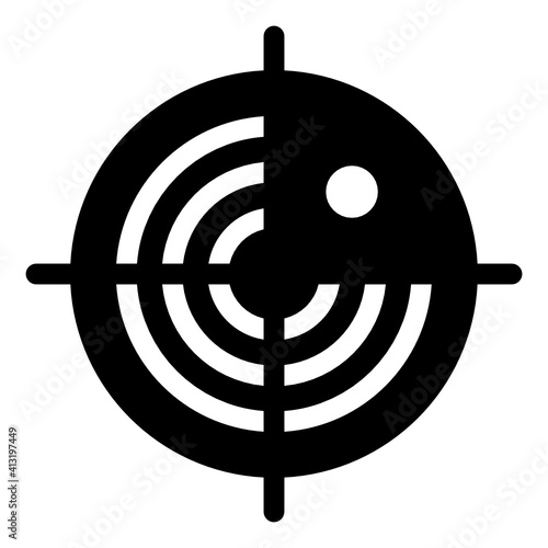 Radar in glyph style icon, editable vector 