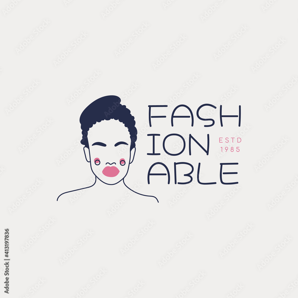 Hand drawn fashion woman logo template