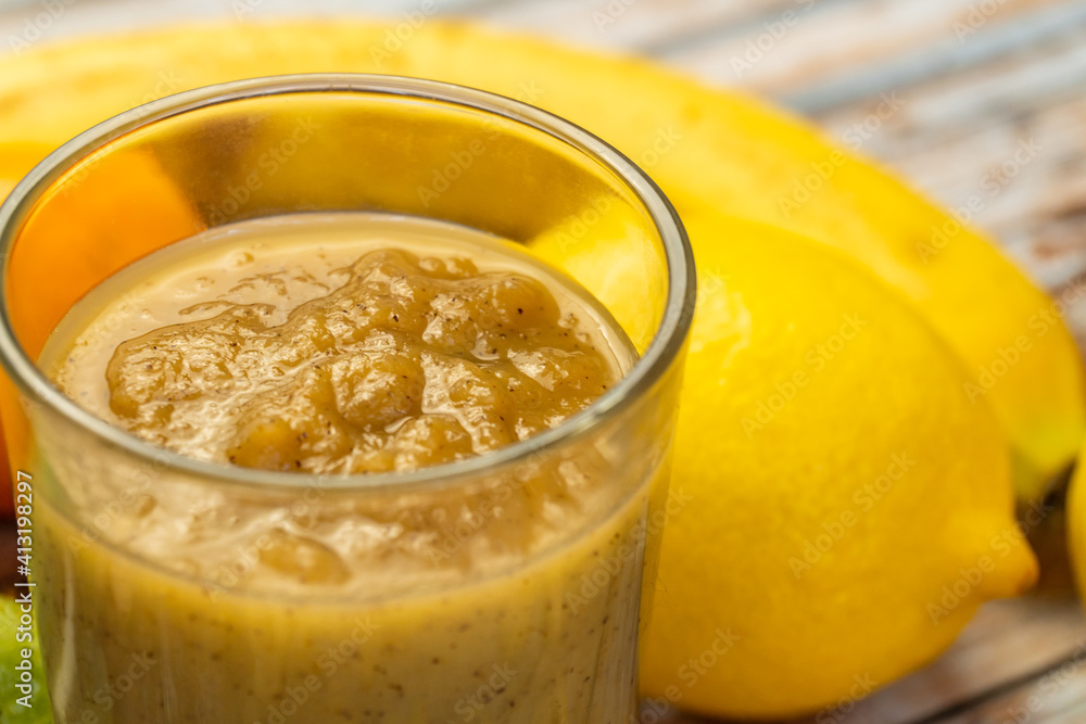 Detox breakfast. close up of fresh juice glass. Detox breakfast. close up of fresh juice glass.