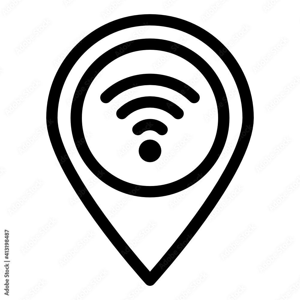 Wifi inside pin denoting glyph style icon of smart location
Wifi inside pin denoting glyph style icon of smart location