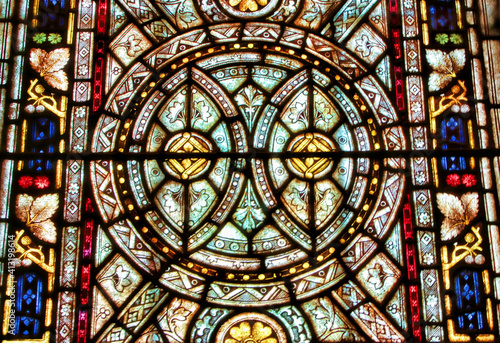 Stained glass window in a cathedral